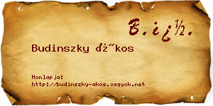 Budinszky Ákos névjegykártya